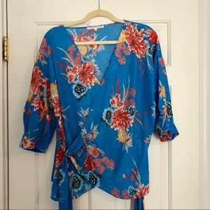 Kimono style blouse with floral print